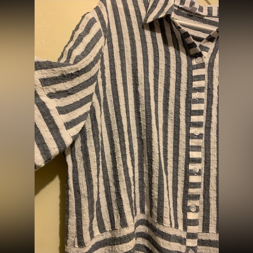 Jane and Delancey Blue and White Striped Button Down Shirt - Picture 7 of 7